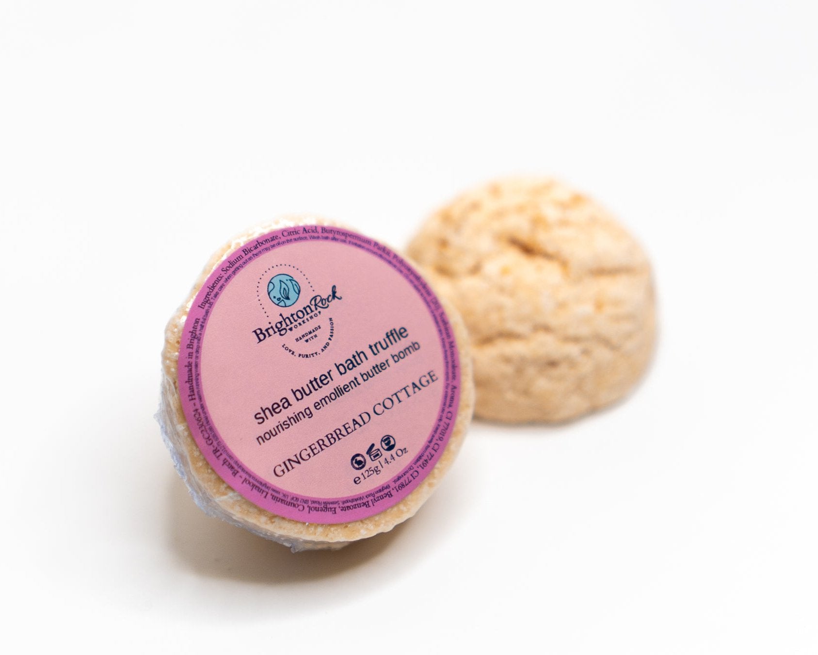 Gingerbread cottage bath truffle handmade in brighton skincare bath & body christmas scent bath bomb shea butter vegan