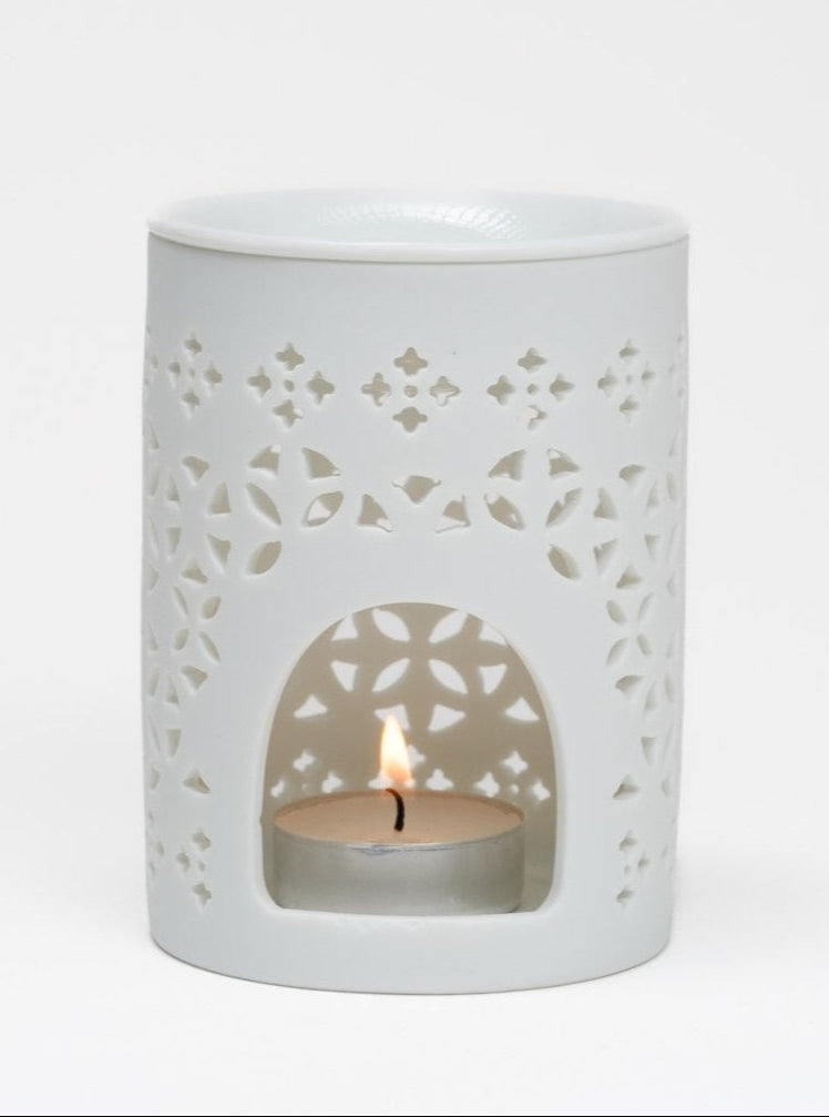 white cut out oil wax burner ceramic