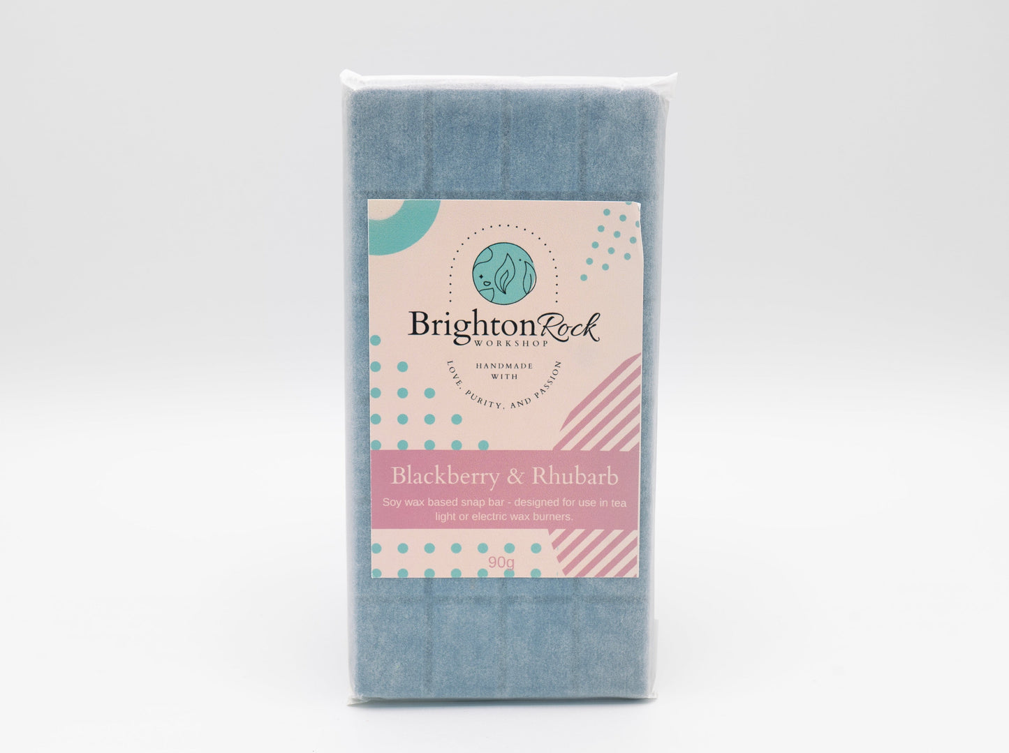 blackberry and rhubarb 90g wax melt snap bar sweet fruity dark fragrance for the home. For use in tea light or electric burners