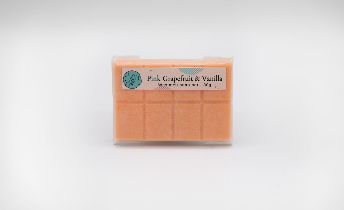 pink grapefruit and vanilla scented 30g or 90g strongly scented wax melt snap bars. Eco friendly waxed paper packaging. Brighton Rock Workshop wax melts made in Spain and the United Kingdom, available in two sizes. Suitable for tea light or electric burners