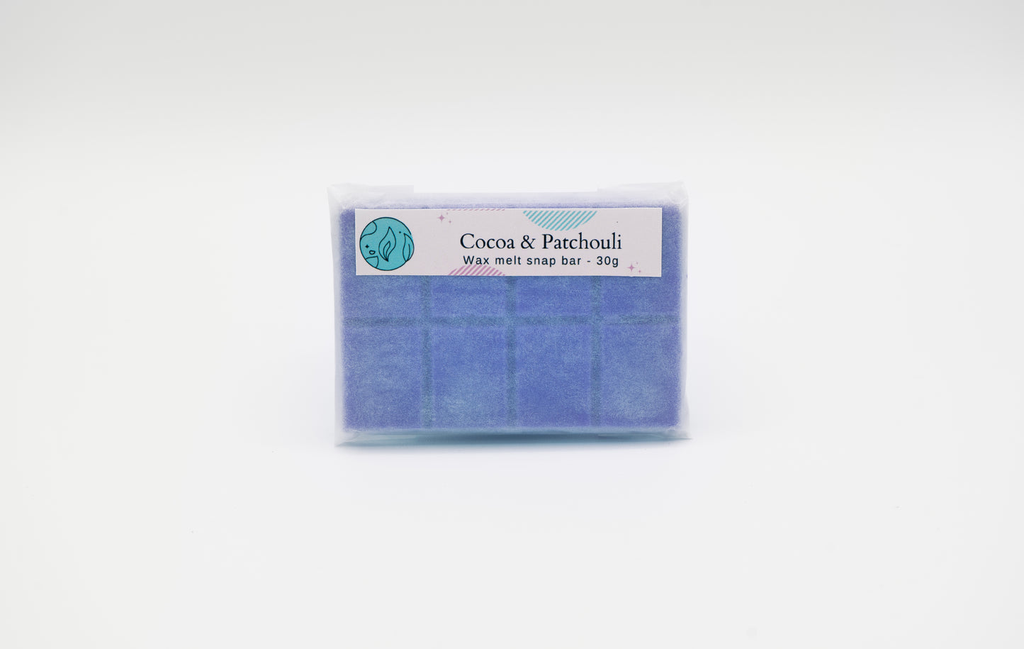 cocoa and patchouli 30g or 90g strongly scented wax melt snap bars. Eco friendly waxed paper packaging. Brighton Rock Workshop wax melts made in Spain and the United Kingdom, available in two sizes. Suitable for tea light or electric burners
