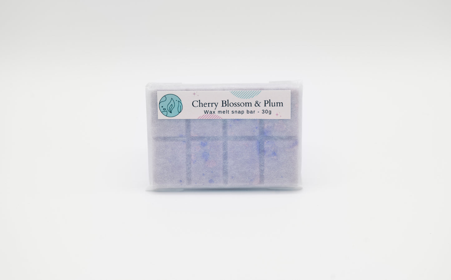cherry blossom and plum 30g or 90g strongly scented wax melt snap bars. Eco friendly waxed paper packaging. Brighton Rock Workshop wax melts made in Spain and the United Kingdom, available in two sizes. Suitable for tea light or electric burners