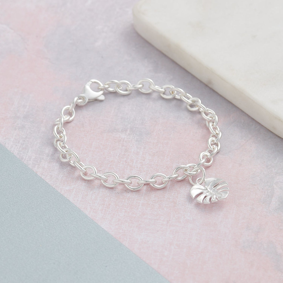 Monstera Palm Leaf Silver Charm