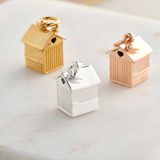 Beach Hut Personalised Silver Charm