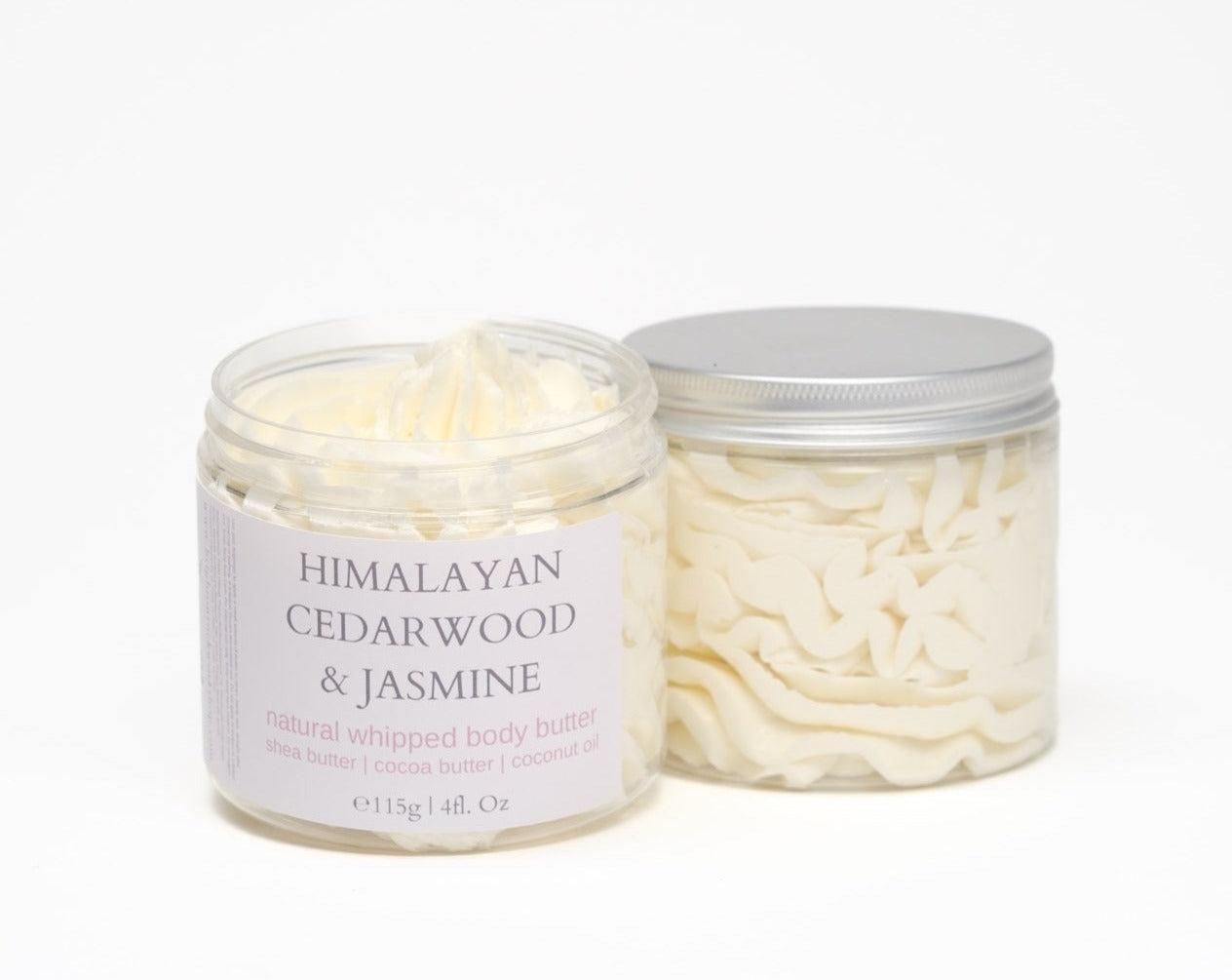 himalayan cedarwood and jasmine whipped body butter handmade in the UK by Brighton Rock Workshop. Vegan and natural skincare and gifts