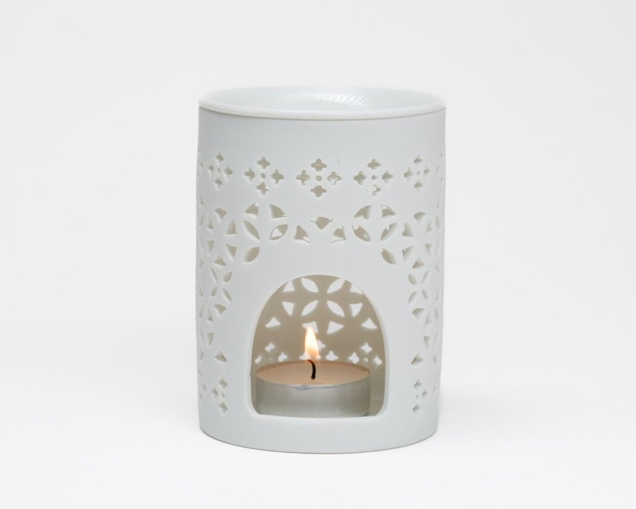 white cut out oil wax burner ceramic