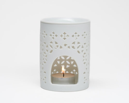 white cut out oil wax burner ceramic